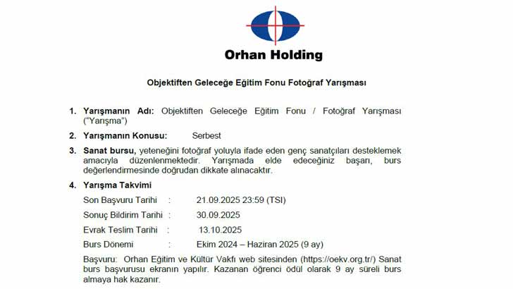 Orhan Holding Sanat Bursu Fotoğraf Yarışması