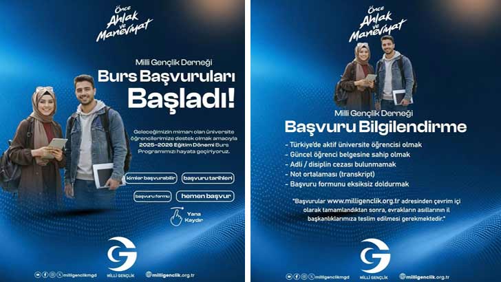 Milli Gençlik Derneği Burs Başvuruları 2025-2026